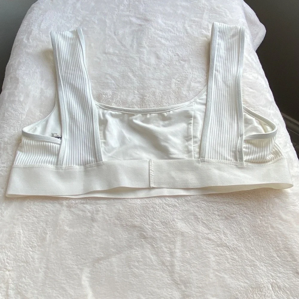 New! Frankie's Bikinis Drew ribbed Bralette Bikini Top white 14732